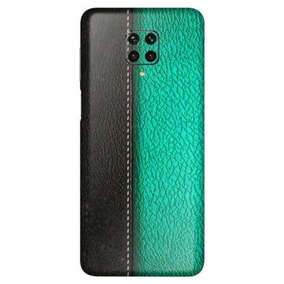 POCO Phone Skins (All Models) - Black Green Dual  Leather Stich - 3D Embossed Finish (L-233) Poco M2 PRO