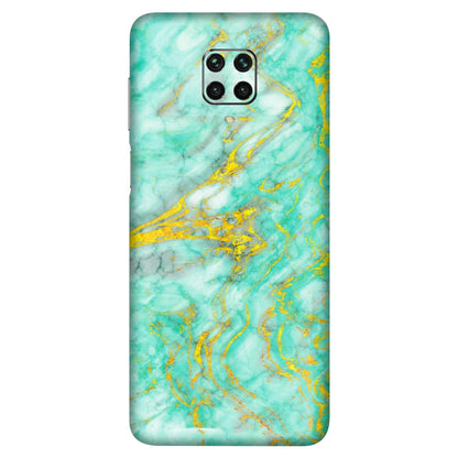 POCO Phone Skins (All Models) - Green And Gold Marble Feel - Matte Finish (M-16) Poco M2 PRO