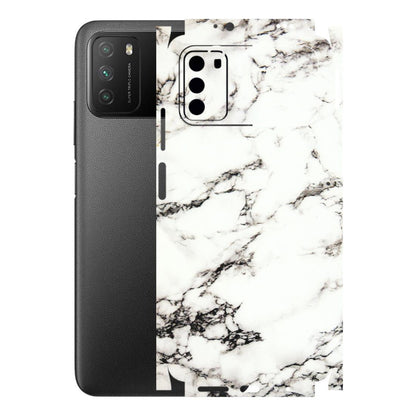 POCO Phone Skins (All Models) - Black and White Marble Texture - 3D Embossed Finish (L-124) Poco M3