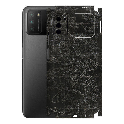 POCO Phone Skins (All Models) - Black map Texture - 3D Embossed Finish (L-201) Poco M3