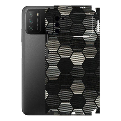 POCO Phone Skins (All Models) - Black & White Dotted Honeycomb Texture - 3D Embossed Finish (L-202) Poco M3