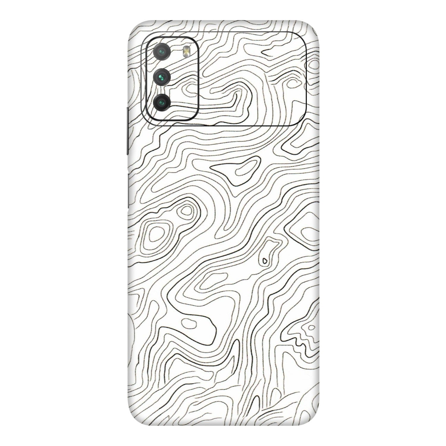 POCO Phone Skins (All Models) - White Black Swirls - 3D Embossed Finish (L-219) Poco M3