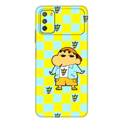 POCO Phone Skins (All Models) - Yellow Blue Shinchan Cute - 3D Embossed Finish (L-221) Poco M3