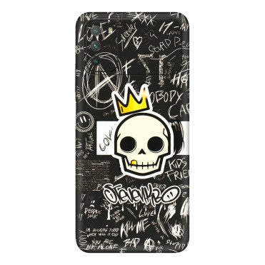 POCO Phone Skins (All Models) - Funny Skull Black Chalk Grafitti - 3D Embossed Finish (L-22) Poco M3