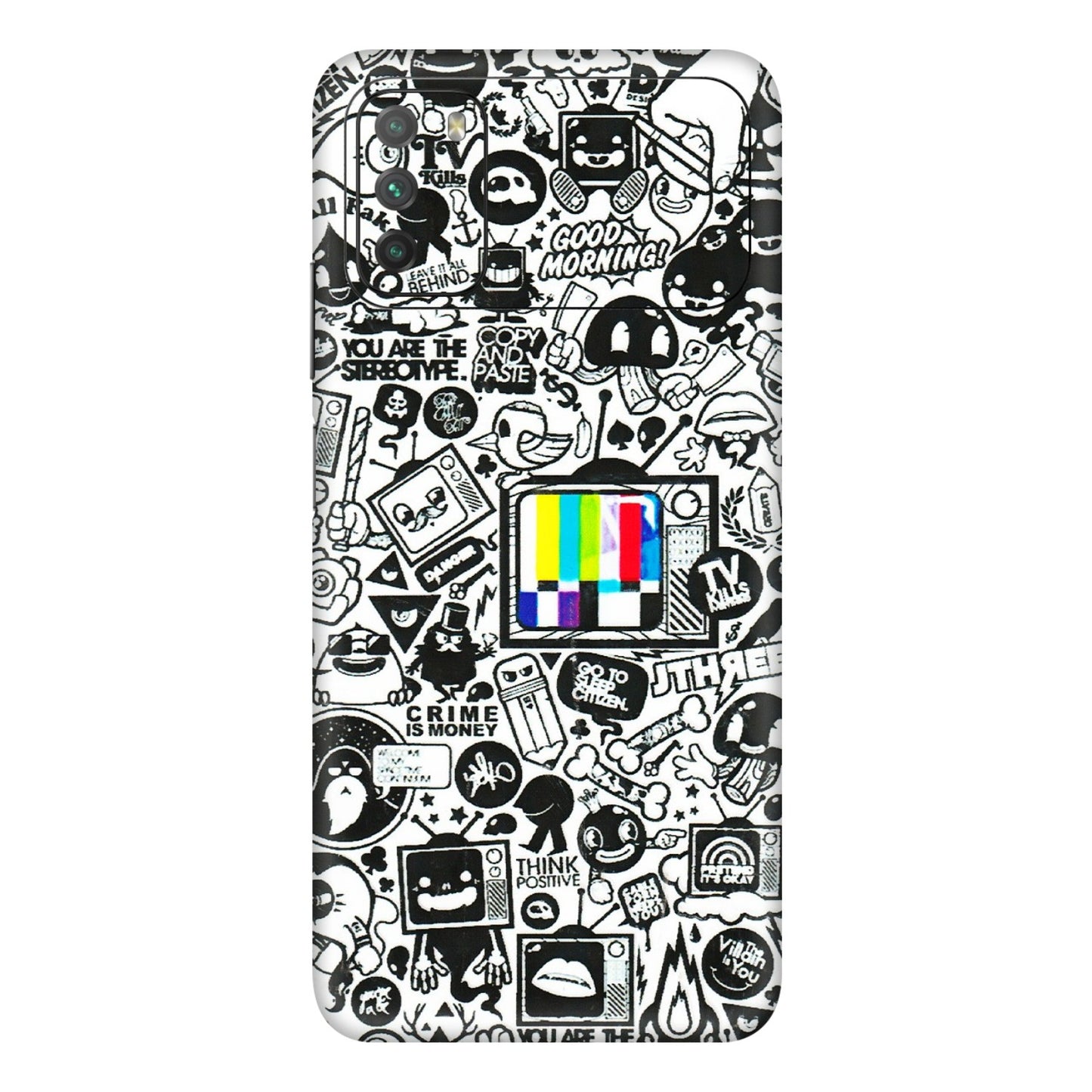 POCO Phone Skins (All Models) - Doodles Positive Art - 3D Embossed Finish (L-263) Poco M3