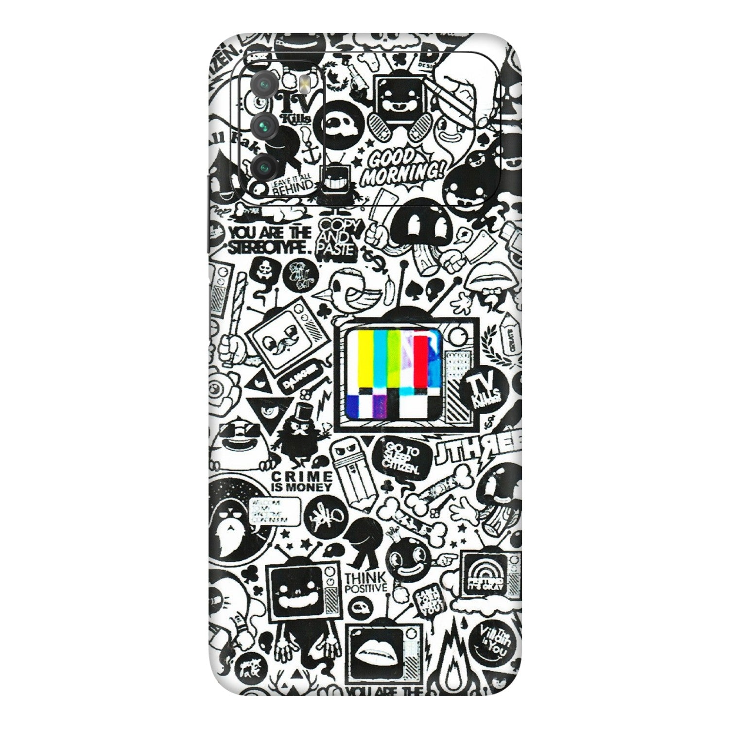 POCO Phone Skins (All Models) - Doodles Positive Art - 3D Embossed Finish (L-263) Poco M3