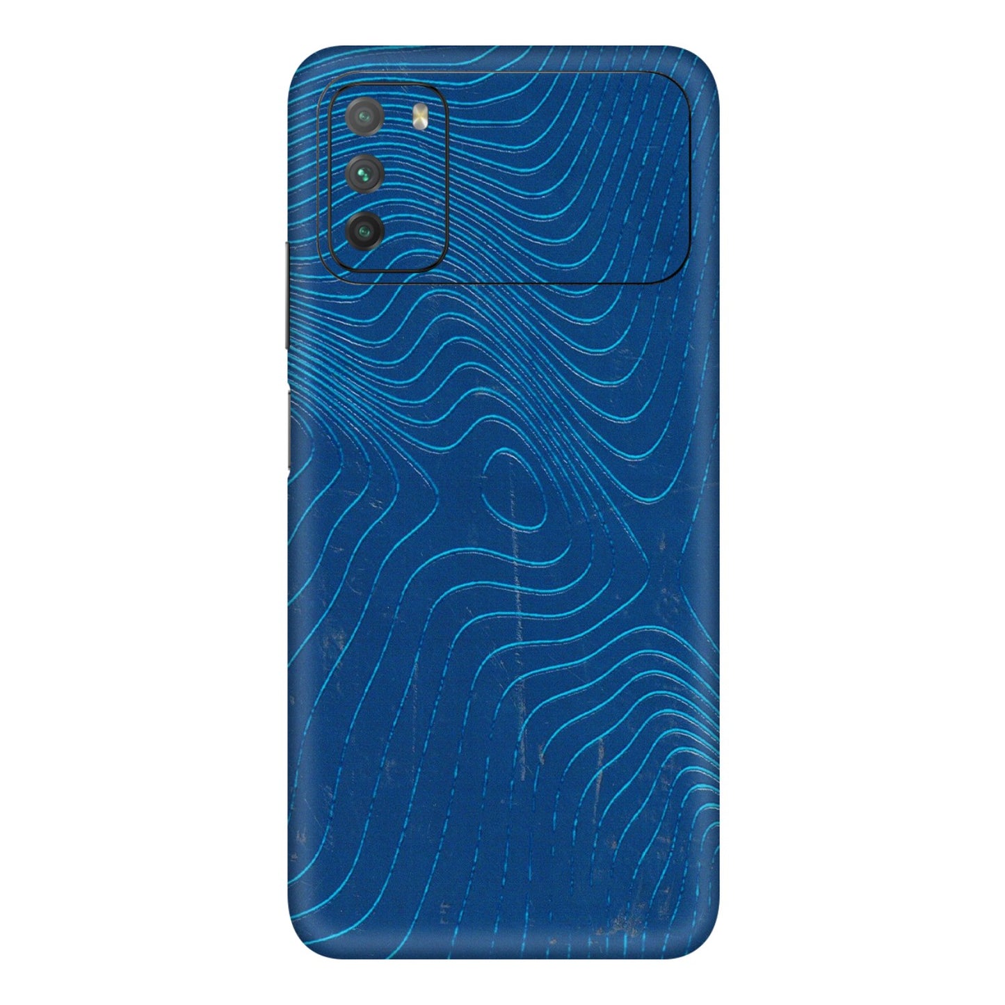 POCO Phone Skins (All Models) - Abstract Blue Line Map - 3D Embossed Finish (L-272) Poco M3