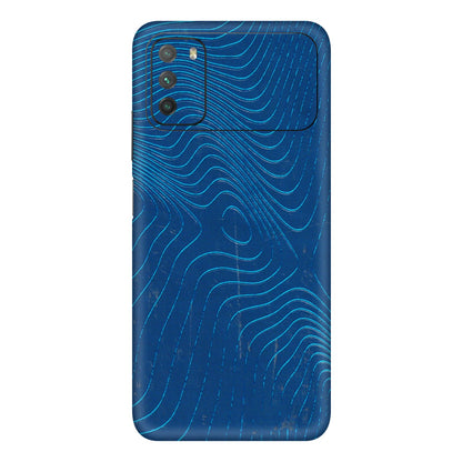 POCO Phone Skins (All Models) - Abstract Blue Line Map - 3D Embossed Finish (L-272) Poco M3