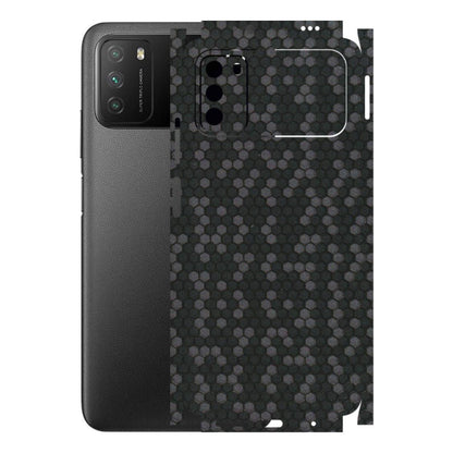 POCO Phone Skins (All Models) - Black Grey Honeycomb Sober - 3D Embossed Finish (L-85) Poco M3