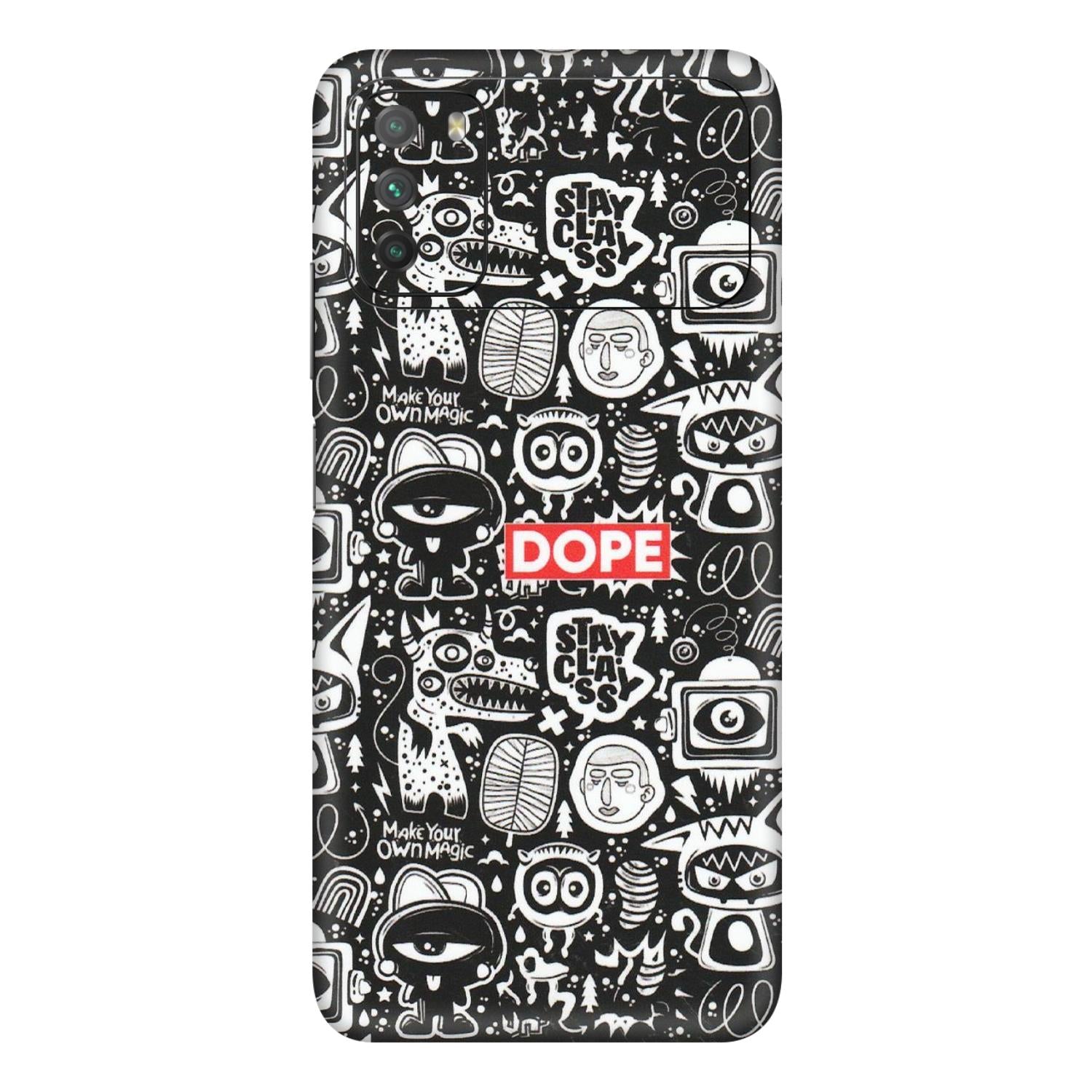 POCO Phone Skins (All Models) - Dope Stay Classy Black Doodles - Matte Finish (M-126) Poco M3