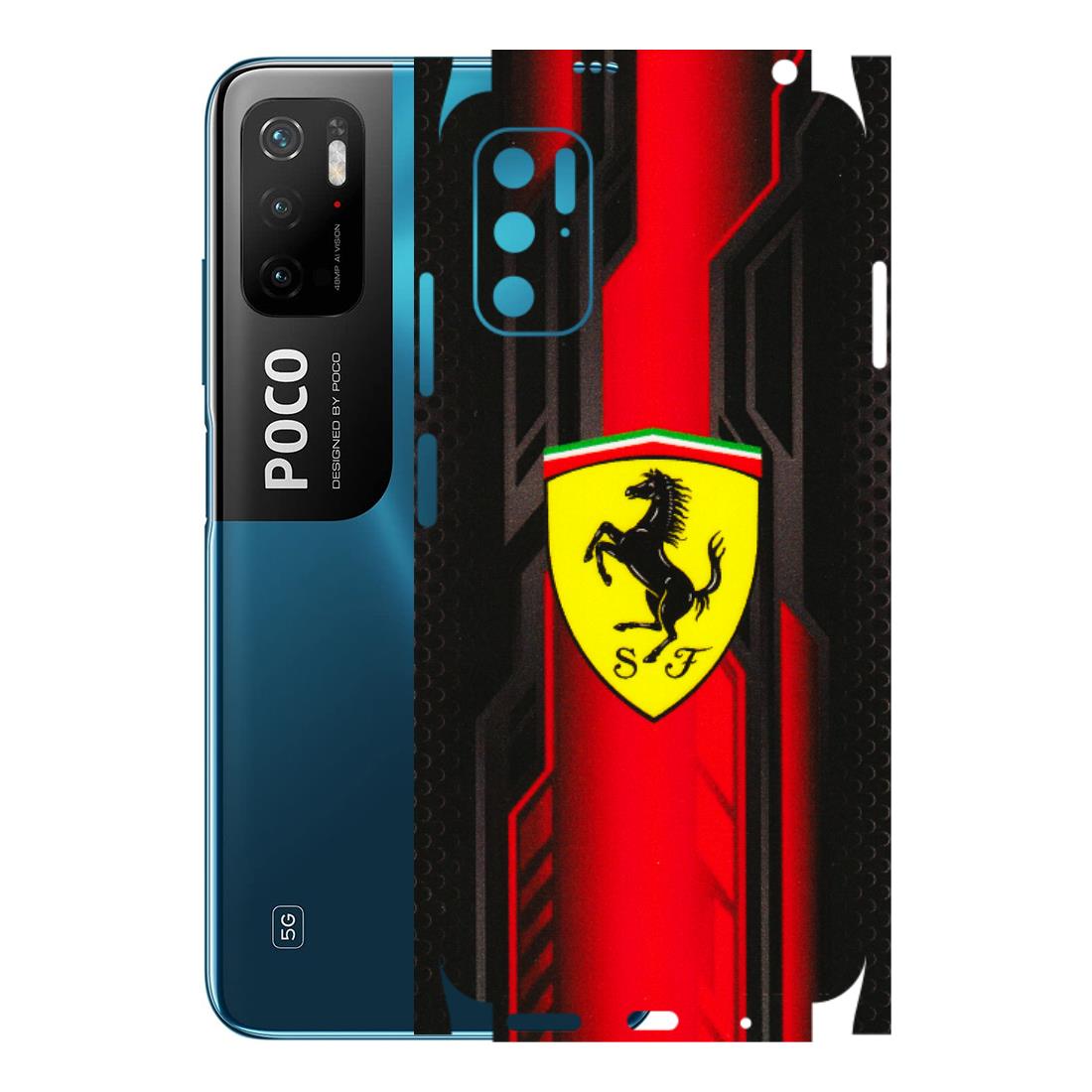 POCO Phone Skins (All Models) - Black Ferrari Logo - 3D Embossed Finish (L-253) Poco M3 PRO (5G)