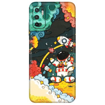 POCO Phone Skins (All Models) - Astronauts & Spaceship - 3D Embossed Finish (L-145) Poco M3 PRO (5G)