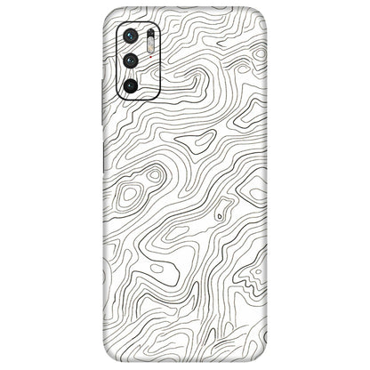 POCO Phone Skins (All Models) - White Black Swirls - 3D Embossed Finish (L-219) Poco M3 PRO (5G)