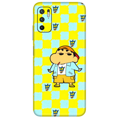 POCO Phone Skins (All Models) - Yellow Blue Shinchan Cute - 3D Embossed Finish (L-221) Poco M3 PRO (5G)