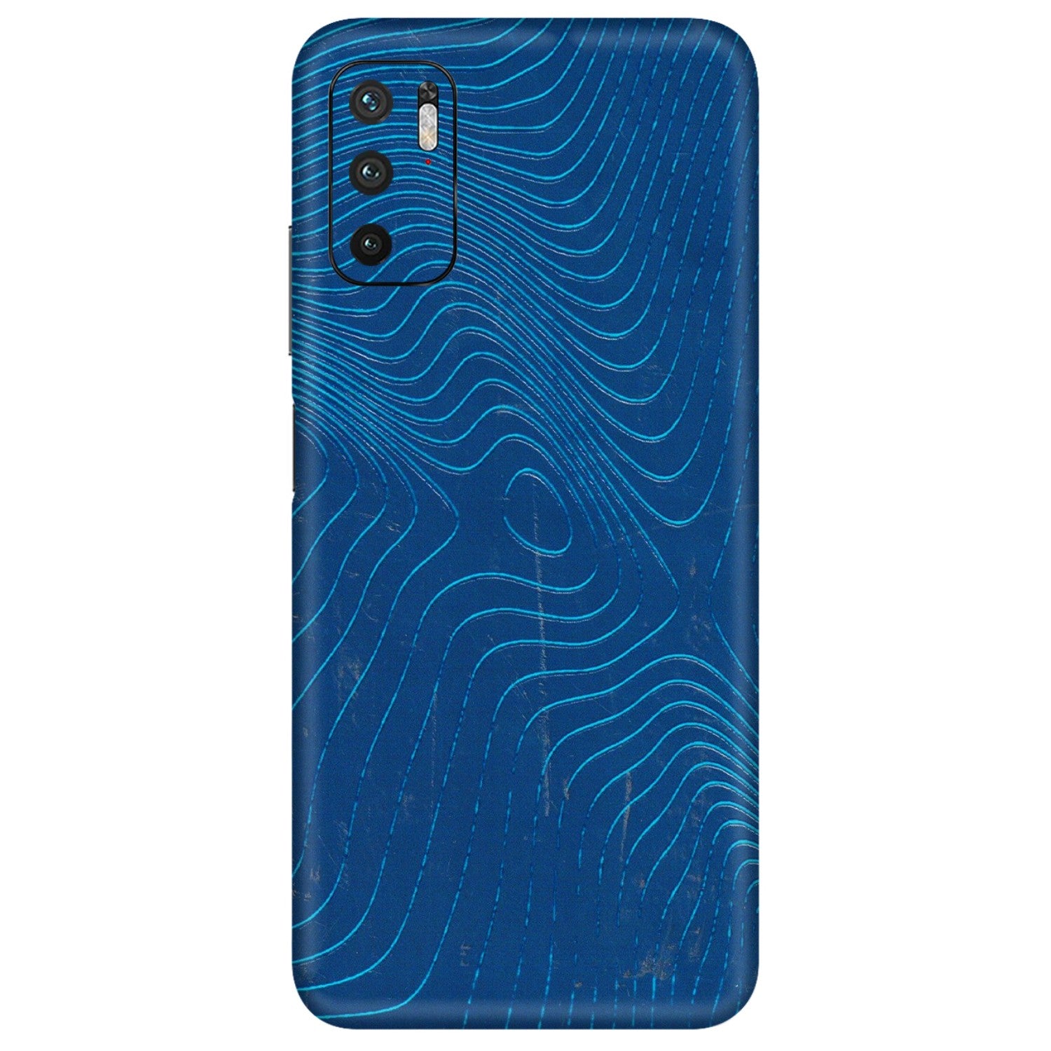 POCO Phone Skins (All Models) - Abstract Blue Line Map - 3D Embossed Finish (L-272) Poco M3 PRO (5G)