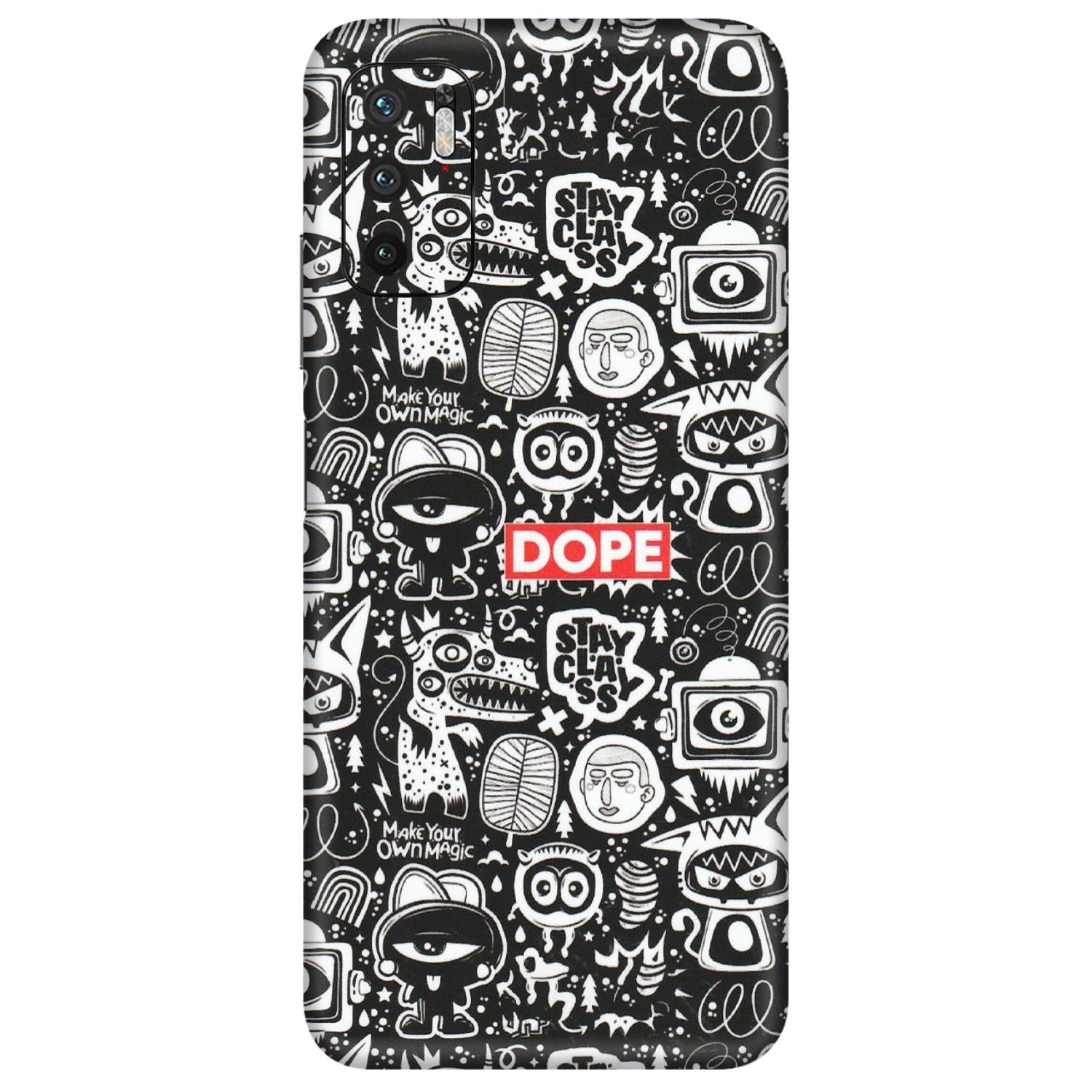 POCO Phone Skins (All Models) - Dope Stay Classy Black Doodles - Matte Finish (M-126) Poco M3 PRO (5G)