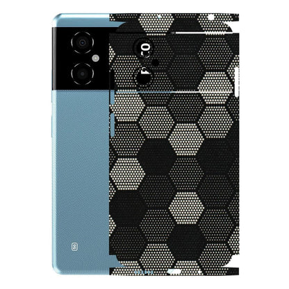POCO Phone Skins (All Models) - Black & White Dotted Honeycomb Texture - 3D Embossed Finish (L-202) Poco M4 (5G)