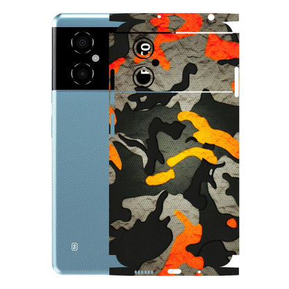 POCO Phone Skins (All Models) - Orange Camouflage - 3D Embossed Finish (L-204) Poco M4 (5G)