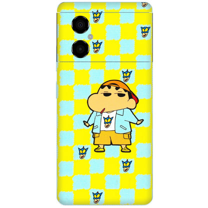 POCO Phone Skins (All Models) - Yellow Blue Shinchan Cute - 3D Embossed Finish (L-221) Poco M4 (5G)