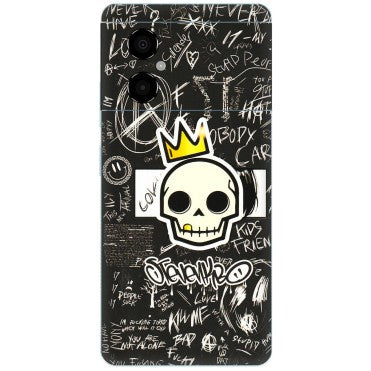 POCO Phone Skins (All Models) - Funny Skull Black Chalk Grafitti - 3D Embossed Finish (L-22) Poco M4 (5G)
