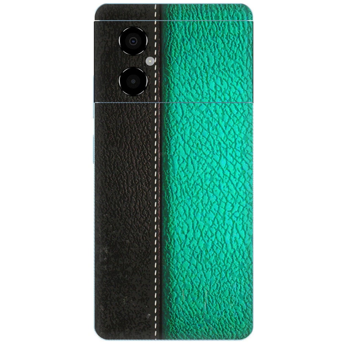 POCO Phone Skins (All Models) - Black Green Dual  Leather Stich - 3D Embossed Finish (L-233) Poco M4 (5G)