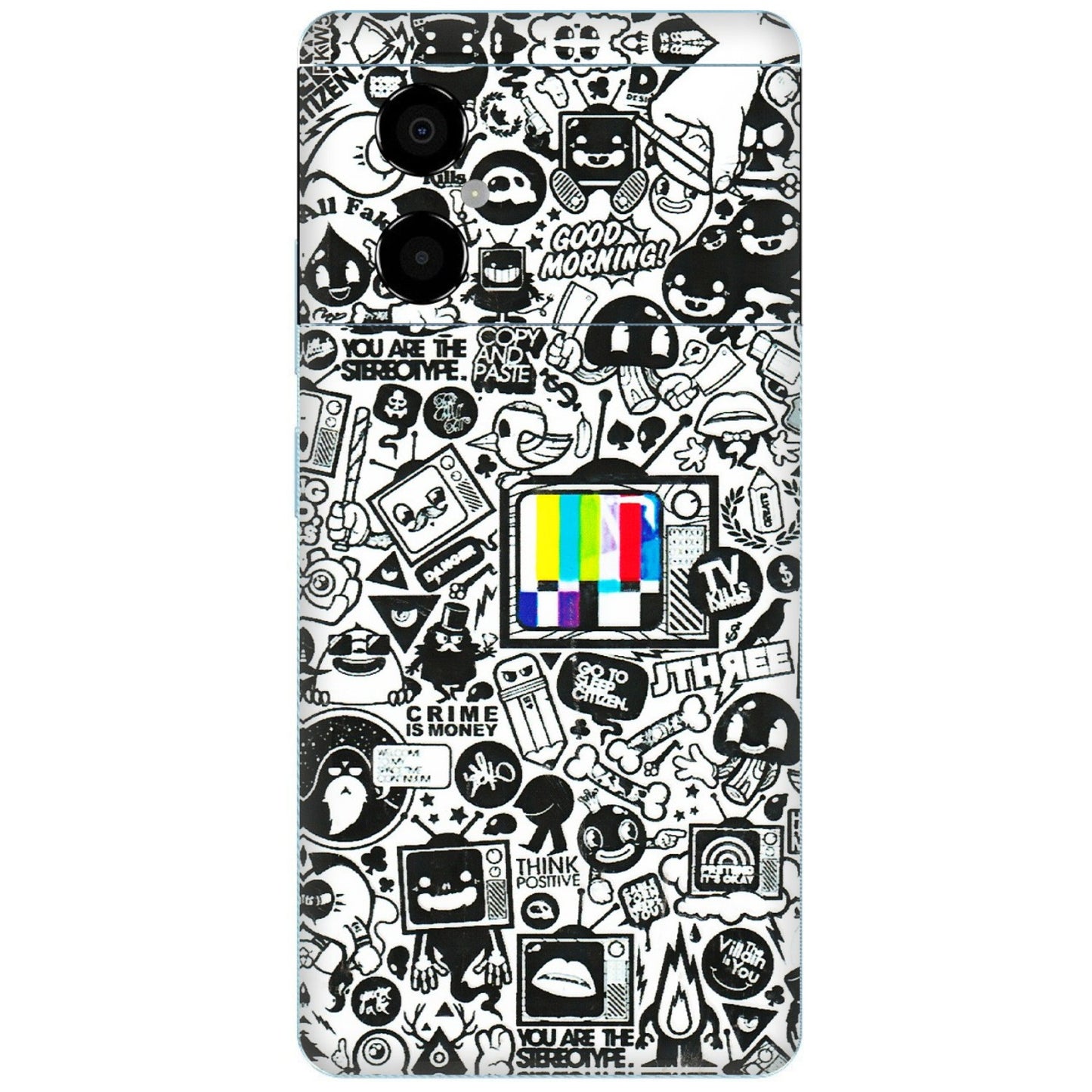 POCO Phone Skins (All Models) - Doodles Positive Art - 3D Embossed Finish (L-263) Poco M4 (5G)