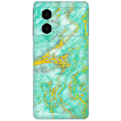POCO Phone Skins (All Models) - Green And Gold Marble Feel - Matte Finish (M-16) Poco M4 (5G)