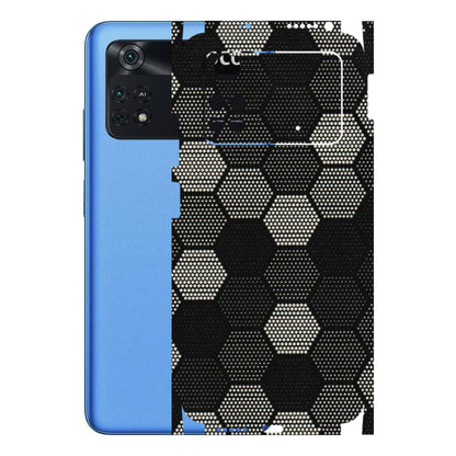 POCO Phone Skins (All Models) - Black & White Dotted Honeycomb Texture - 3D Embossed Finish (L-202) Poco M4 PRO 4G