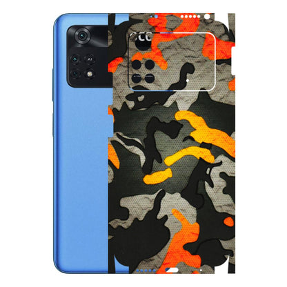 POCO Phone Skins (All Models) - Orange Camouflage - 3D Embossed Finish (L-204) Poco M4 PRO 4G