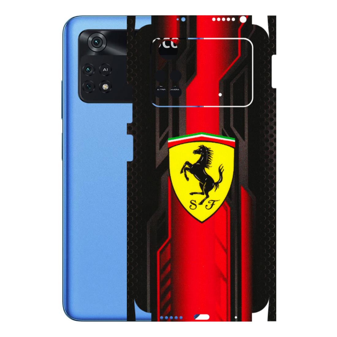 POCO Phone Skins (All Models) - Black Ferrari Logo - 3D Embossed Finish (L-253) Poco M4 PRO 4G
