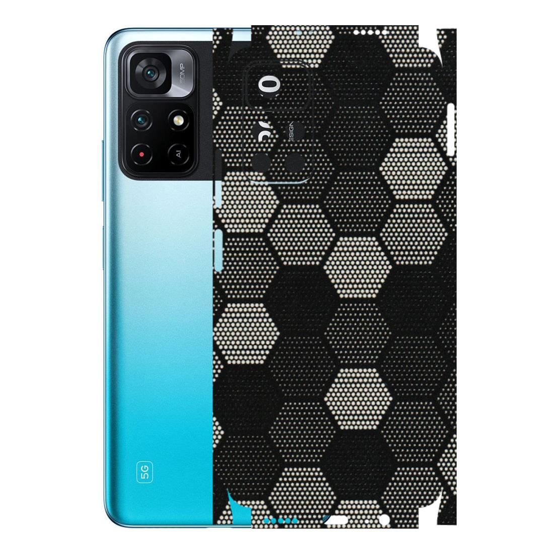 POCO Phone Skins (All Models) - Black & White Dotted Honeycomb Texture - 3D Embossed Finish (L-202) Poco M4 PRO 5G