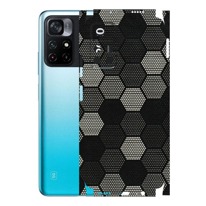 POCO Phone Skins (All Models) - Black & White Dotted Honeycomb Texture - 3D Embossed Finish (L-202) Poco M4 PRO 5G
