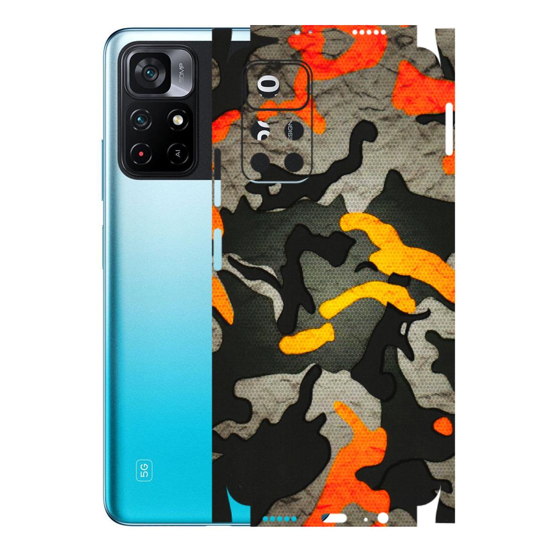 POCO Phone Skins (All Models) - Orange Camouflage - 3D Embossed Finish (L-204) Poco M4 PRO 5G