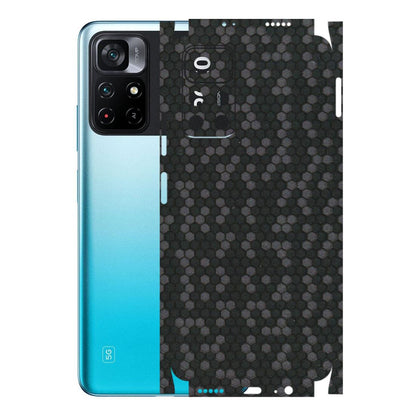 POCO Phone Skins (All Models) - Black Grey Honeycomb Sober - 3D Embossed Finish (L-85) Poco M4 PRO 5G