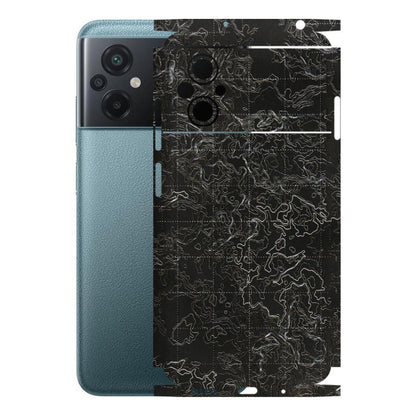 POCO Phone Skins (All Models) - Black map Texture - 3D Embossed Finish (L-201) Poco M5