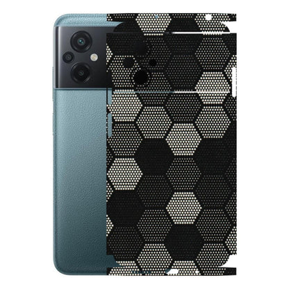 POCO Phone Skins (All Models) - Black & White Dotted Honeycomb Texture - 3D Embossed Finish (L-202) Poco M5