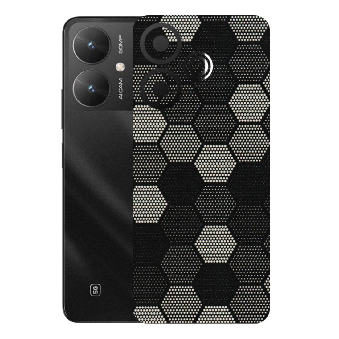 POCO Phone Skins (All Models) - Black & White Dotted Honeycomb Texture - 3D Embossed Finish (L-202) Poco M6