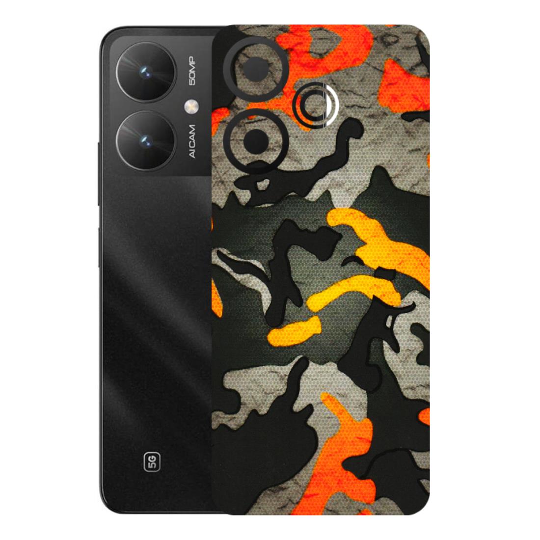 POCO Phone Skins (All Models) - Orange Camouflage - 3D Embossed Finish (L-204) Poco M6