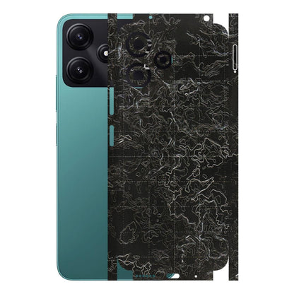 POCO Phone Skins (All Models) - Black map Texture - 3D Embossed Finish (L-201) Poco M6 PRO 5G