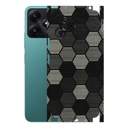 POCO Phone Skins (All Models) - Black & White Dotted Honeycomb Texture - 3D Embossed Finish (L-202) Poco M6 PRO 5G