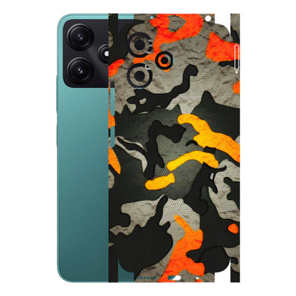 POCO Phone Skins (All Models) - Orange Camouflage - 3D Embossed Finish (L-204) Poco M6 PRO 5G