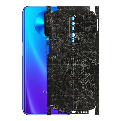 POCO Phone Skins (All Models) - Black map Texture - 3D Embossed Finish (L-201) Poco X2
