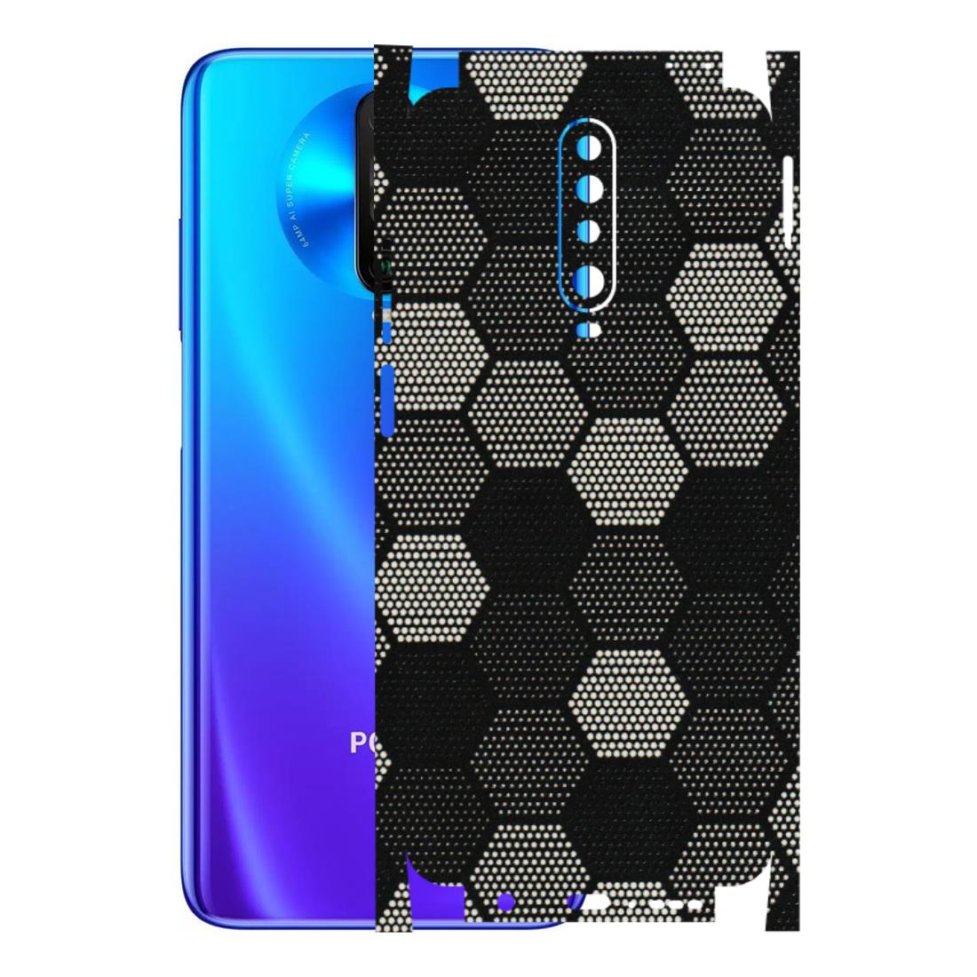 POCO Phone Skins (All Models) - Black & White Dotted Honeycomb Texture - 3D Embossed Finish (L-202) Poco X2