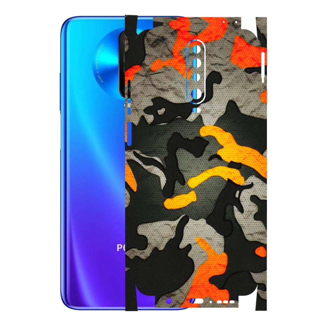 POCO Phone Skins (All Models) - Orange Camouflage - 3D Embossed Finish (L-204) Poco X2
