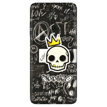 POCO Phone Skins (All Models) - Funny Skull Black Chalk Grafitti - 3D Embossed Finish (L-22) Poco X2