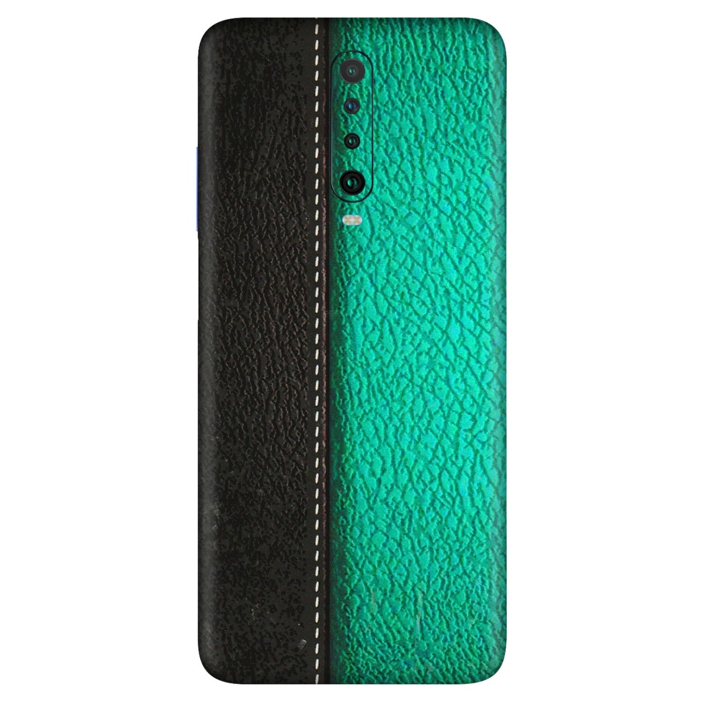 POCO Phone Skins (All Models) - Black Green Dual  Leather Stich - 3D Embossed Finish (L-233) Poco X2