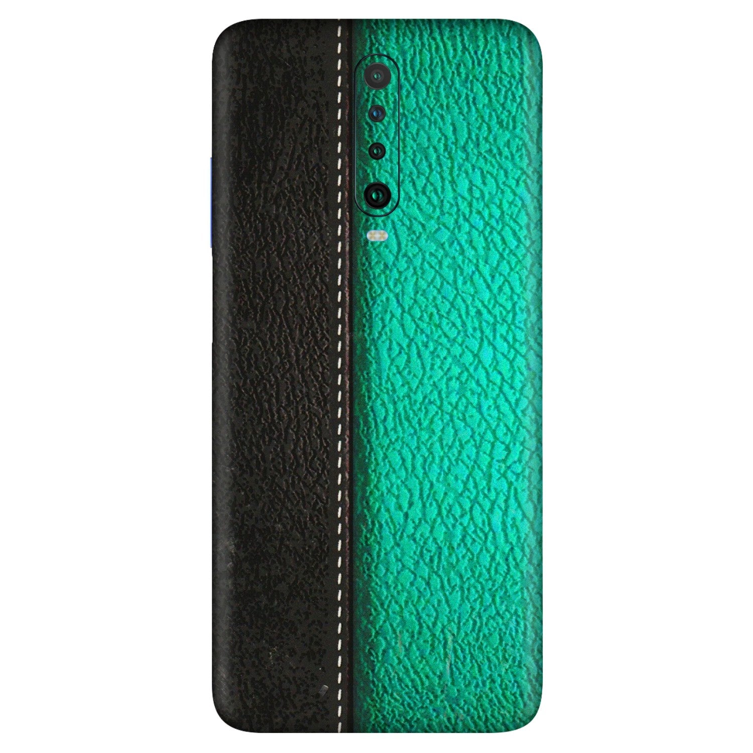 POCO Phone Skins (All Models) - Black Green Dual  Leather Stich - 3D Embossed Finish (L-233) Poco X2