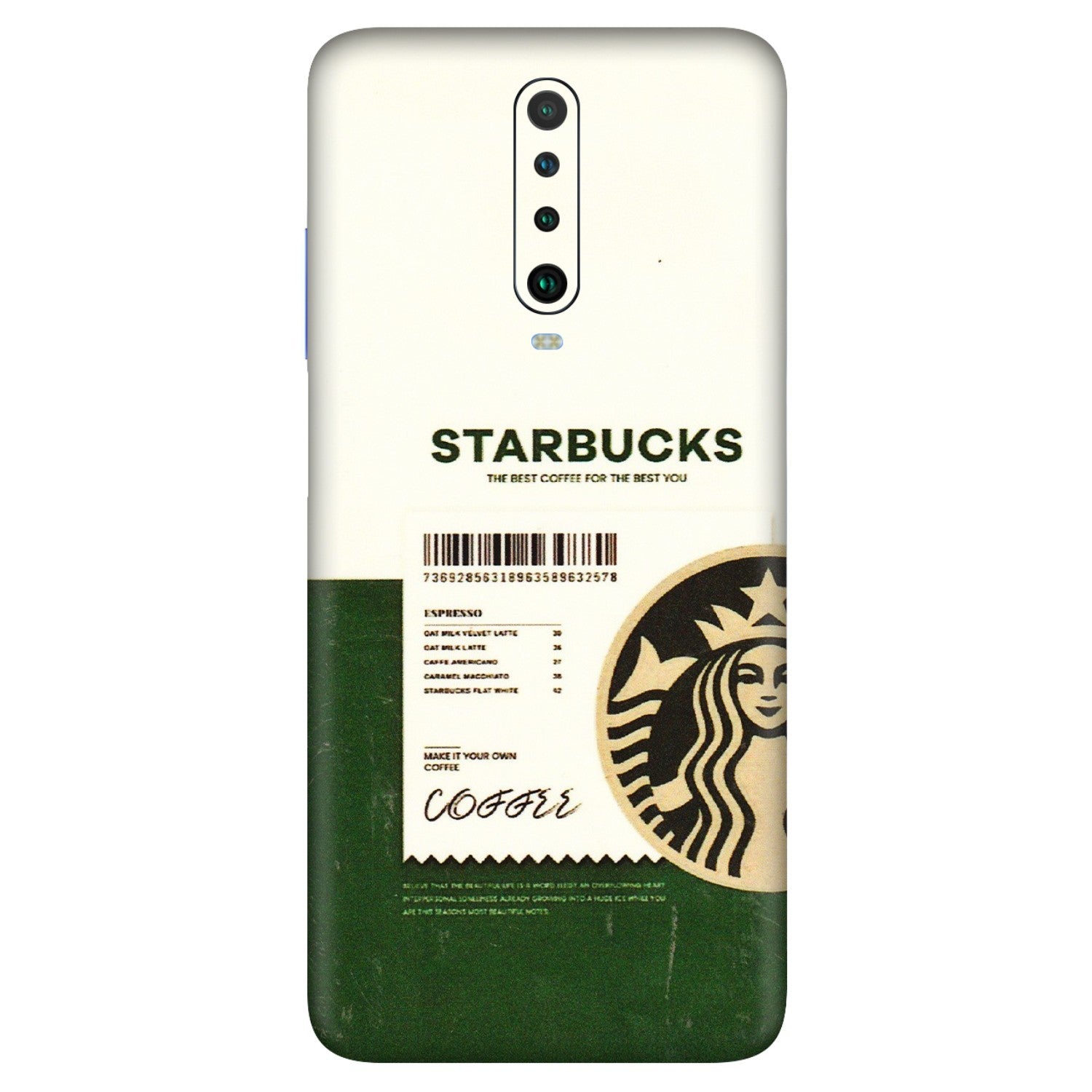 POCO Phone Skins (All Models) - Starbucks Barcode - 3D Embossed Finish (L-308) Poco X2