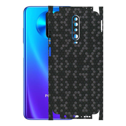 POCO Phone Skins (All Models) - Black Grey Honeycomb Sober - 3D Embossed Finish (L-85) Poco X2