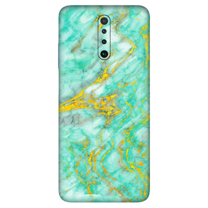 POCO Phone Skins (All Models) - Green And Gold Marble Feel - Matte Finish (M-16) Poco X2